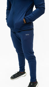 APEXAL MAN COMPRESSION NAVY ZIPPER HOODED TRACKSUIT