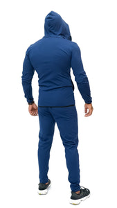 APEXAL MAN COMPRESSION NAVY ZIPPER HOODED TRACKSUIT