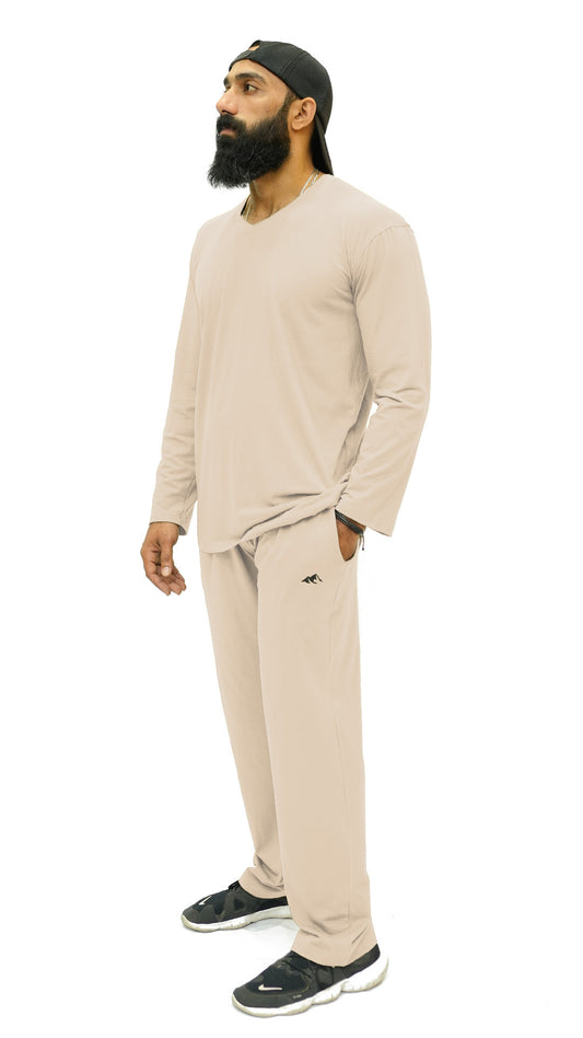 APEXAL RELAXED FIT BEIGE CASUAL SET - SIGNATURE