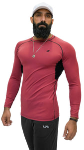 APEXAL GYM MAROON COMPRESSION SHIRT FULL-SLEEVE - SIGNATURE